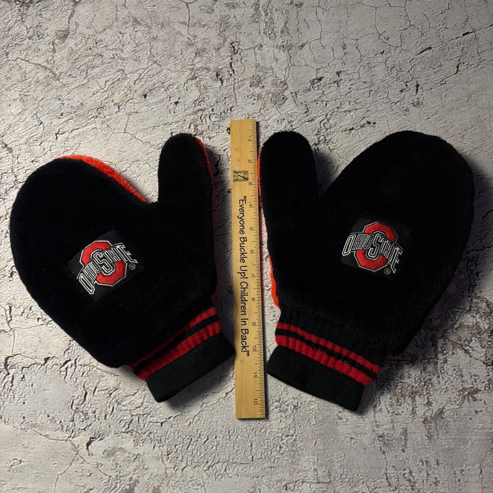 Vintage Adult Ohio State Plush Mittens, Oversize